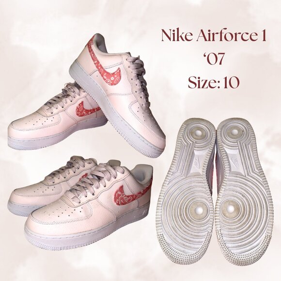 Nike Air Force 1 ‘07 Pink Paisley Swoosh | Women’s Size 10 - Picture 1 of 1